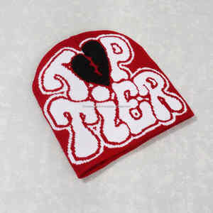 Gorro de calavera de punto con logotipo de Jacquard de invierno personalizado para hombre, gorro con estampado cálido para viajes y ropa de playa - Product Image 2