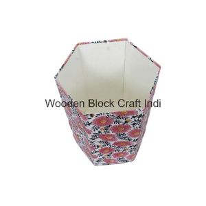Cubo de papel decorativo hecho a mano con tapa abierta, impreso en PP, con envoltura de cartón y tela 100% algodón. - Product Image 5
