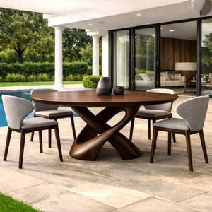 Mesa de Comedor Redonda de Madera Sólida de Lujo para Exteriores, Pieza Destacada para Proyectos Hoteleros de Alta Gama - Product Image 3