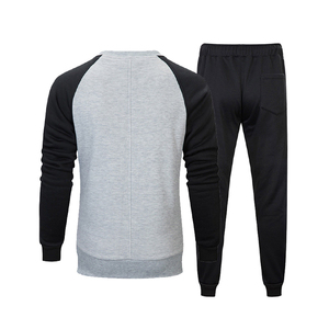 Survêtement bicolore pour homme, sweat-shirt à col rond avec cordon de serrage, pantalon de jogging décontracté, tenue d'automne, design color block, manches longues - Product Image 4