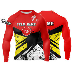 Rashguard de BJJ pour homme en tissu personnalisé de haute qualité, manches longues, séchage rapide, compression, protection UPF50+ sur le devant, respirant et écologique - Product Image 4