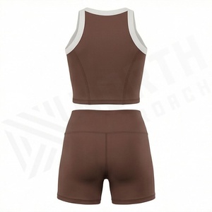 ชุดโยคะผู้หญิงไร้รอยต่อแบบสองชิ้น ผ้าเนื้อนุ่มกระชับรูปร่าง ชุดออกกำลังกายเอวสูง ควบคุมหน้าท้อง ชุดฟิตเนส - Product Image 2