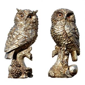 Antiques Nirmala : Ensemble de deux hiboux en résine faits à la main, technique de moulage carré, décoration Feng Shui pour la maison, pièce de décoration de table, meilleur cadeau, Rajasthan - Product Image 1