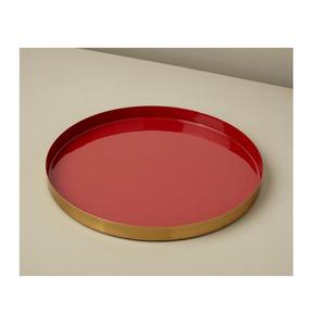 Plateau de service en métal coloré avec surface émaillée, parfait pour servir des boissons, des collations et des petites assiettes confortablement - Product Image 3