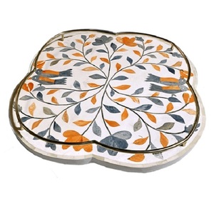 Elegant Bone Inlay Mother of Pearl Eco-Friendly Modern Luxury Dessert & <b>Chocolate</b> Serving Tray for Ramadan Wedding at Low Price - Product Image 5