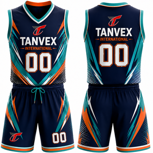 ชุดเสื้อบาสเก็ตบอล TANVEX International แบบซับลิเมชั่น คอวี แขนกุด แห้งเร็ว ชุดกีฬาผู้ชาย สีพื้น เป็นมิตรกับสิ่งแวดล้อม 100% - Product Image 4