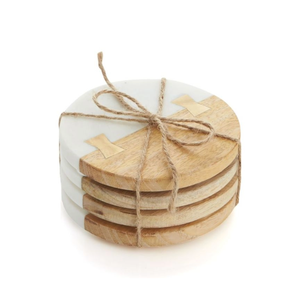 ชุดจานรองแก้วไม้หินอ่อนพรีเมียม สำหรับป้องกันและตกแต่งโต๊ะ ราคาสุดคุ้ม - Product Image 1