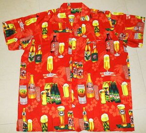 Venta al por Mayor de Camisas Hawaianas para Adolescentes y Adultos, Antiarrugas, de Popelina, con Diseño de Botella de Cerveza, Estampado Personalizado, Verano, 100% Poliéster, India - Product Image 4