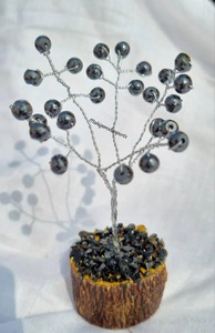 Árbol de la vida hecho a mano con 6 mm (25 cuentas) de moissanita negra para decoración del hogar, regalo para ella/él. - Product Image 4