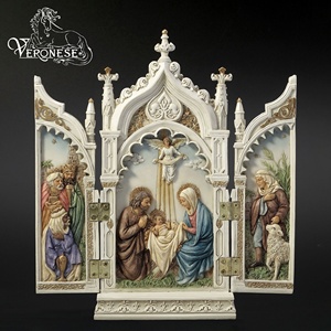 Figura Decorativa de Resina de Lujo Pintada a Mano, Diseño Veronés - San Benito (Color Claro) - Decoración del Hogar, Estilo Europeo, 7.5x7.5x23CM - Product Image 4