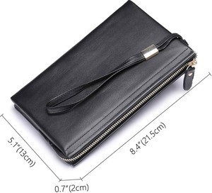 Cartera de Mano de Cuero Genuino para Hombre, Cierre de Cremallera, Estilo Vintage, Uso Diario, Forro de Poliéster Marrón Resistente, Remaches, Portátil, 7 - Product Image 4