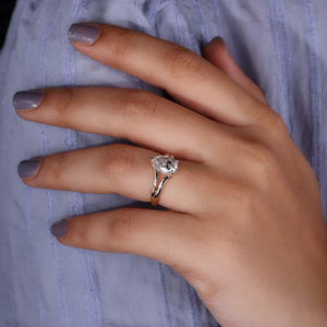 Pear Cut Solitaire Engagement <b>Ring</b> Gold Plated <b>Split</b> Shank Diamond IGI/ Certification Elegant Minimalist Luxury Style for - Product Image 5