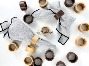 Anneau de serviette en bois fait main de luxe, écologique, durable, élégant, pour la décoration de table, accessoires haut de gamme pour hôtels et mariages, global - Product Image 2