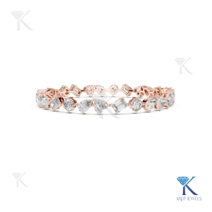Lab Grown Diamond Round Brilliant Cut Filled Tennis <b>Bracelet</b> <b>Solid</b> Gold Fine Women Minimalist Luxury Jewelry - Product Image 6