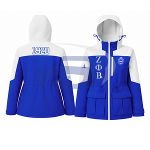 Veste de pluie Zeta Phi Beta ZPB Sorority, veste softshell à capuche, veste varsity de haute qualité, veste imperméable pour femmes - Product Image 1