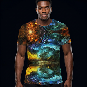 Men's O-Neck Short Sleeve T-<b>Shirt</b> With Abstract <b>Dragon</b> Pattern Sublimation Print Casual Wear Regular Fit Polyester Fabric - Product Image 5