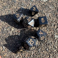Ensemble de dés en corne authentiques faits à la main et écologiques avec un design moderne pour D&D et les jeux de société, artisanat naturel