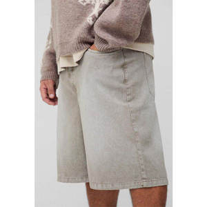 Shorts Bermuda en Coton Gris Clair pour Homme, Taille Mi-Haute, Style Décontracté avec Poches, Taille Élastique, Tissu Tissé - Product Image 1