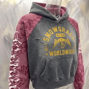 เสื้อฮู้ดดี้โอเวอร์ไซส์ Snow Grace Worldwide ประดับคริสตัลทั่วตัว แขนเสื้อแบบแร็กแลน ผ้าคอตตอนผสม สตรีทแวร์ ลายพิมพ์  สำหรับทุกเพศ - Product Image 5