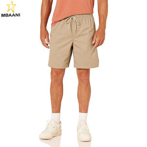 Shorts de marche pour hommes, coupe décontractée, taille élastique, en tissu peigné polyester/coton, écologiques et respirants - Product Image 1