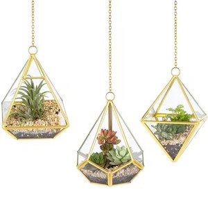 Terrarium en verre et métal créatif, boîte de présentation décorative pour plantes d'intérieur, décoration géométrique pour la maison - Product Image 2