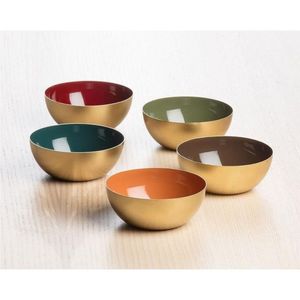 Bol artisanal en bois émaillé de luxe |   Grande corbeille à fruits décorative en bois |   Service à salade moderne bohème en émail, bol peint à la main - Product Image 6