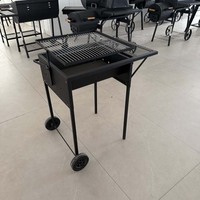 Barbecue à charbon de bois roulant d'extérieur, portable, avec grande grille de cuisson pour utilisation en extérieur