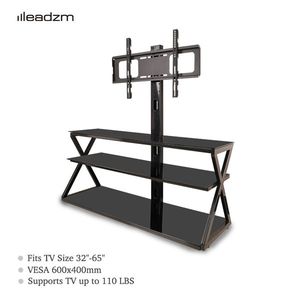 Leadzm TSG001 32 65\" <b>TV</b> Stand with Swivel <b>Bracket</b> 3 Tier Tempered Glass Shelves <b>Corner</b> Floor Design - Product Image 1