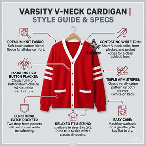 HMR Custom Cardigan Delta Sigma Cardigan Custom Made Cotton Letters Embroidered Blue & <b>Gold</b> Greek Sorority Women Sweater in Red - Product Image 6