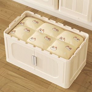 19.69\" Cream White Side Wide Folding Storage Cabinet with 5 Tiers Collapsible Storage Bins 11.81\" 50.00\" for Living Room - Product Image 5