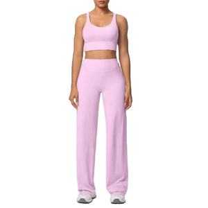 Soutien-gorge de sport sans couture, respirant, écologique, léger, à maintien élevé, avec logo cristallin sur le devant, couleur unie, pour le yoga - Product Image 5
