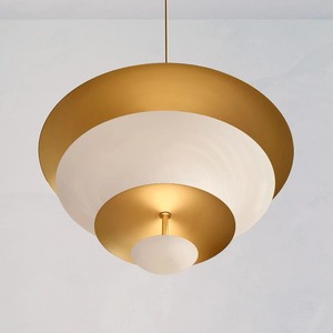 Industry Trending Modern Brass <b>Ceiling</b> Pendant <b>Light</b> With Four <b>White</b> Glass <b>Shades</b> Circular Design Lighting Fixture - Product Image 6