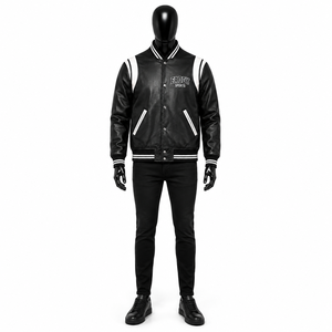 Chaqueta Varsity Personalizada de Alta Calidad para Hombre, Estilo Vintage, con Parches de Cuero PU, Chaqueta Bomber de Béisbol, Unisex, Ropa Urbana - Product Image 3