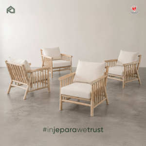 Fauteuil lounge en bois massif naturel, fauteuil rustique pour salon, villa, mobilier de resort, fabriqué à la main à Jepara, Indonésie - Product Image 1
