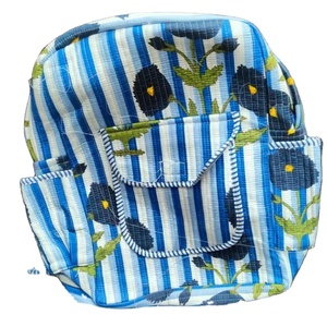 Mochila Acolchada con Cierre de Gran Capacidad para Mujer, Estilo Vestido, Estampado Floral a Rayas, Forro de Algodón, Antirrobo, para Uso Diario, Escolar y de Viaje - Product Image 1