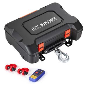Cabrestante Eléctrico Portátil de 12,000 Lb de Capacidad, 12V CC con Cable Sintético, Controles Remotos Inalámbricos y con Cable, Kit de Recuperación Tipo Caja - Product Image 1
