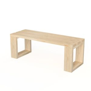 Banc de jardin rectangulaire en teck massif de qualité supérieure avec lattes et pieds en boucle - Product Image 1