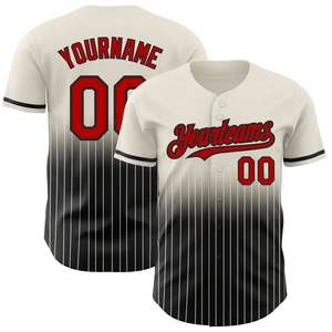 Maillot de baseball brodé par sublimation avec boutons personnalisés imprimés en gros, dégradé de couleurs, numéro et boutons - Product Image 2