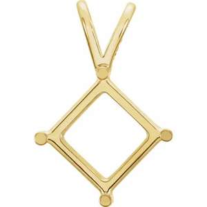Genuine 925 Sterling Silver <b>Square</b> 4 Prong Basket Pendant Mounting in Semi Mount Gemstone Pendant Setting Wholesale Jewelry - Product Image 2