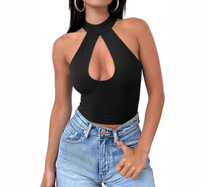 Camisetas de Tirantes Negras para Mujer, Bordadas en Lona, para Fitness y Culturismo, Personalizables, Ecológicas, de Secado Rápido, Poliéster/Algodón - Product Image 1