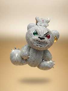 Pendentif Ours Teddy Effrayant et En colère Personnalisé Sertie de Pierres, Bijou Hip Hop en Argent 925 Plaqué Or avec Moissanite, Cadeau de Luxe Unisexe - Product Image 5