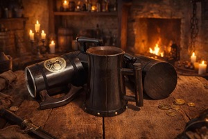 Eco-Friendly Polished Wooden Viking <b>Mug</b> with Hand Carved Engraving and Animal Design-Valentine's Day & Halloween Gift - Product Image 2