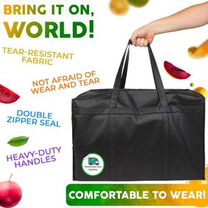 Paquete de 2 Bolsas Térmicas Negras Extra Grandes de 23 x 14.5 x 15 Pulgadas para Entrega de Alimentos con Control de Temperatura - Product Image 4