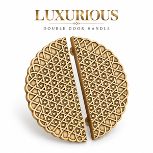 Manija de Puerta Principal Decorativa de Latón Antiguo Mate de Lujo, Manija Doble para Puerta, Herraje Moderno de Diseño para Puerta de Entrada - Product Image 1