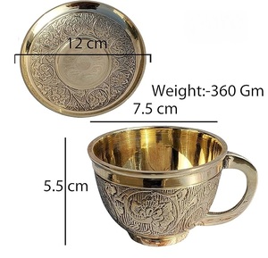 Handmade Engraved Brass Tea <b>Cup</b> and Saucer Vintage Gold Coffee <b>Cup</b> Traditional Decorative Drinkware Luxury Gift for Tea Lovers - Product Image 6