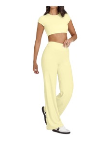 Pantalones de yoga de cintura alta con corte de bota para mujer, leggings de pierna ancha, diseño personalizado, pantalones acampanados de fitness al por mayor - Product Image 2