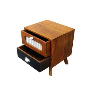 Mesa de Noche Moderna y Contemporánea de Madera Maciza con Dos Cajones de Almacenamiento, Patas Cónicas, Mesa Auxiliar Compacta y Elegante para Sala de Estar - Product Image 5