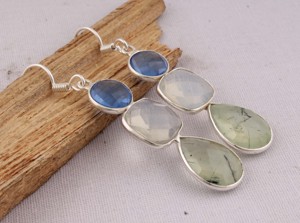 Wholesale Natural Prehnite <b>Earrings</b> 925 <b>Sterling</b> <b>Silver</b> Multi Gemstone Jewelry Manufacturer Handcrafted Green Stone <b>Dangle</b> - Product Image 5