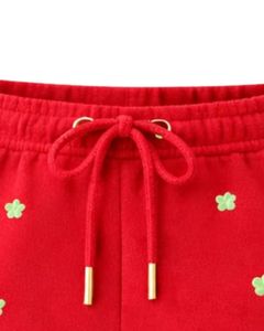 Pantalones Cortos de Mujer con Estampado de Trébol Rojo Personalizados, de Algodón y Felpa, Casuales de Verano, con Cintura Ajustable, Fabricante Personalizado, Ropa al por Mayor - Product Image 3