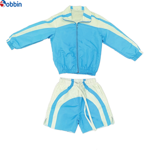 Comfortable Men's Orange White Color Blocking Sporty Tracksuit <b>Set</b> Stand Collar Zipper Jacket Shorts Breathable <b>Knitted</b> - Product Image 4